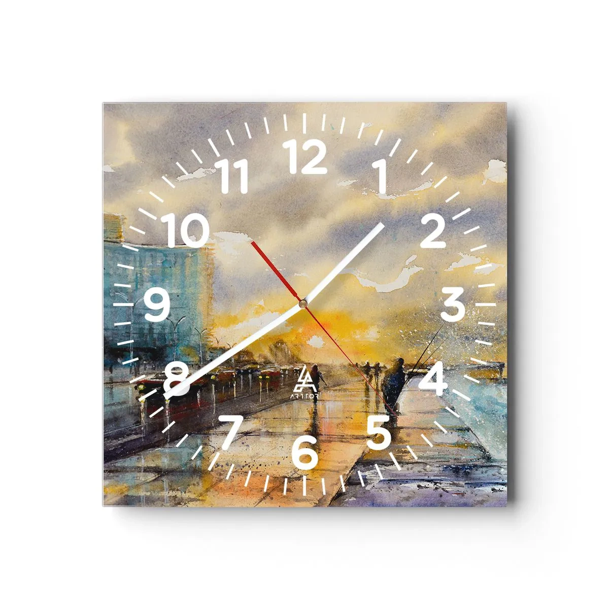 Reloj de pared - Reloj de vidrio - Vida en la orilla - 40x40 cm