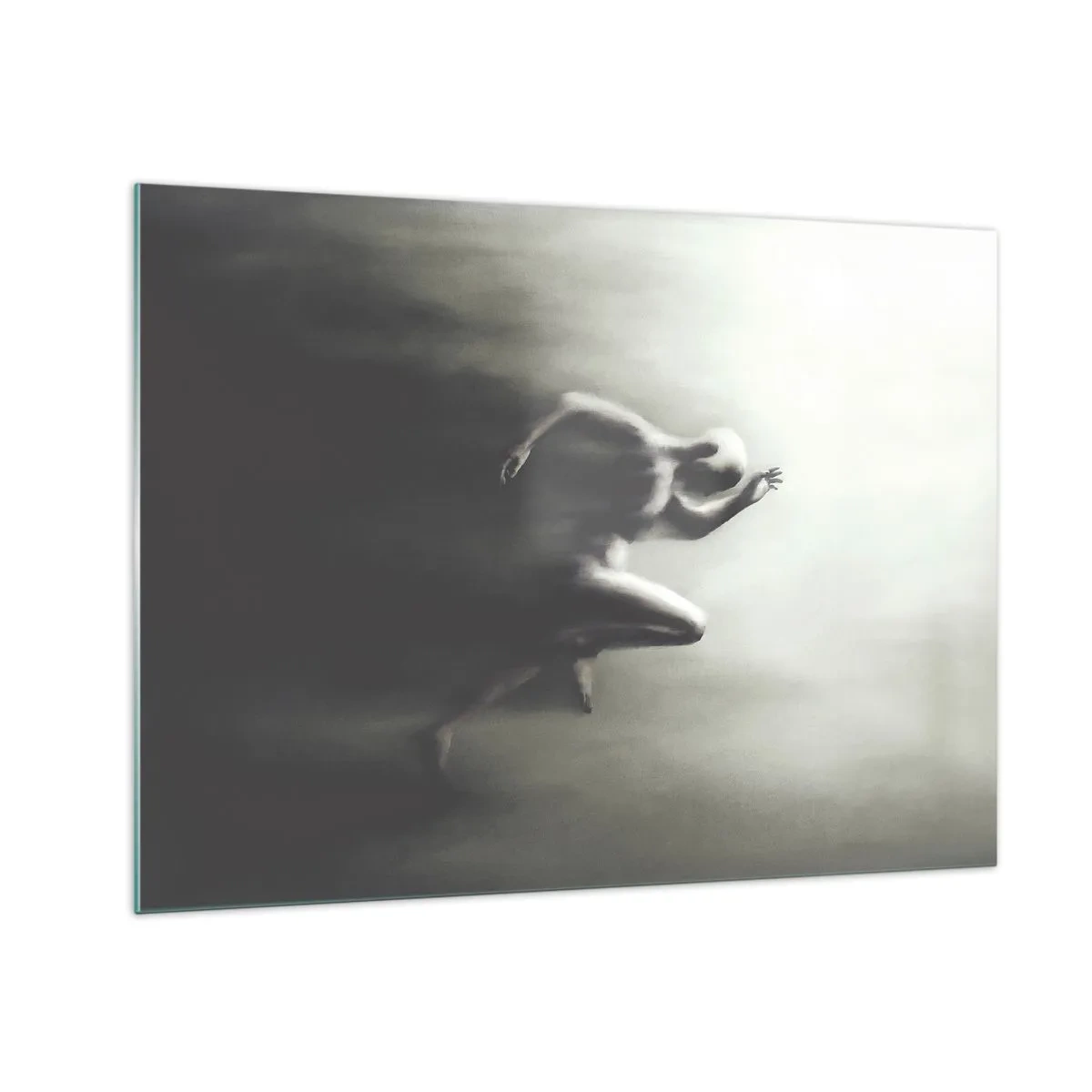 Cuadro sobre vidrio - Impresiones sobre Vidrio - Silueta dinámica de una figura corriendo bajo una luz borrosa - 70x50cm - Imparable - Decoración de pared moderna para salón y dormitorio ARTTOR