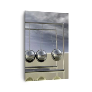 Cuadro sobre lienzo - Impresión de Imagen - Esferas de Newton en un entorno minimalista con reflejos de luz. - 70x100cm - La energía del mundo - Decoración de pared moderna para salón y dormitorio ARTTOR