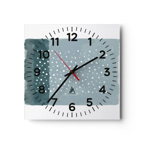 Reloj de pared - Reloj de vidrio - Creación sobre azul - 30x30 cm