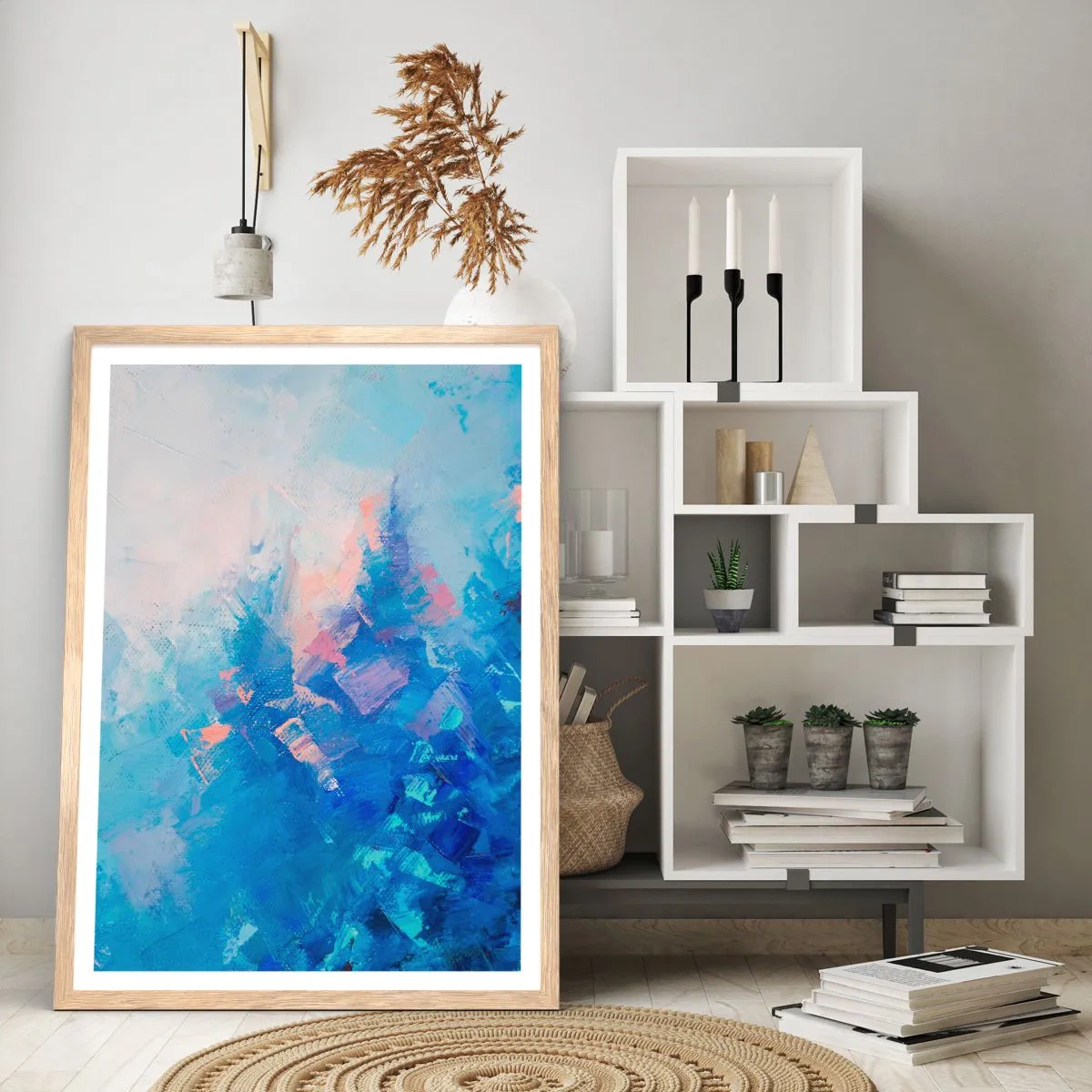 Póster en marco roble claro - Abstracción invernal - 50x70 cm