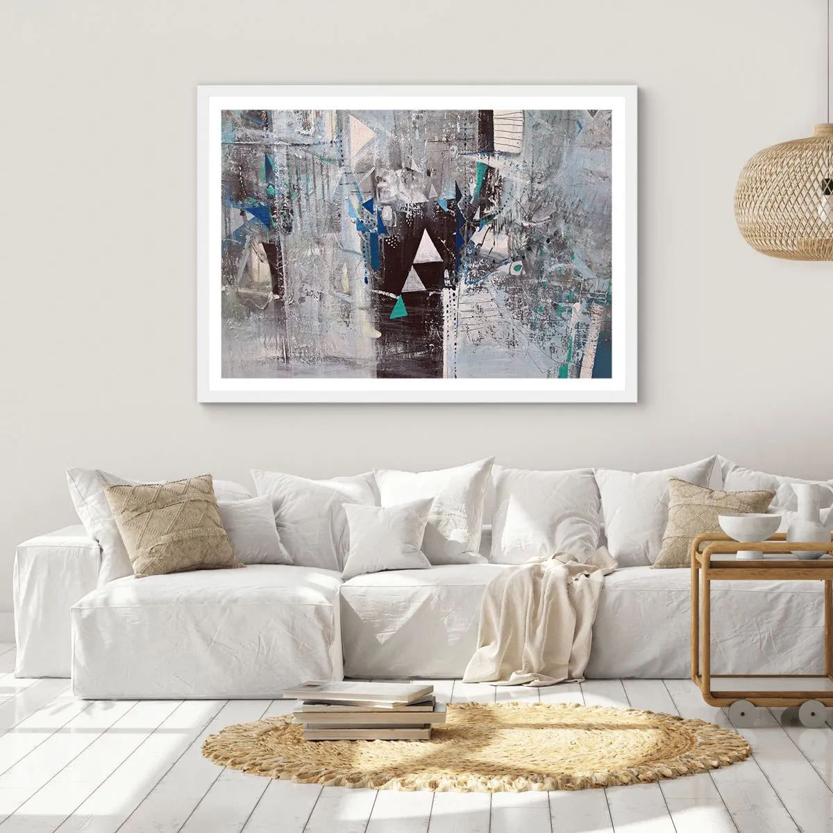 Póster en marco blanco - El orden superior de los triángulos - 70x50 cm