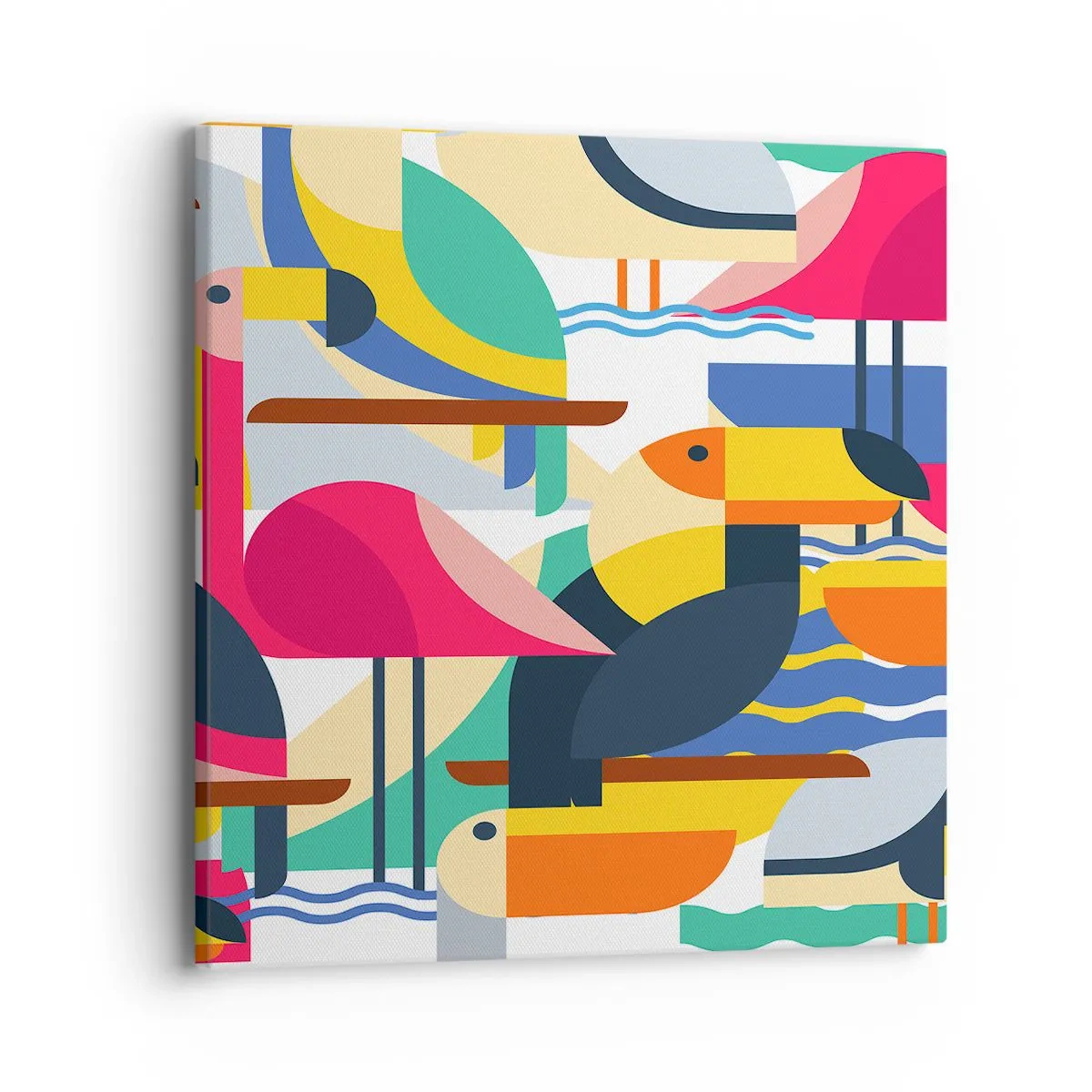 Cuadro sobre lienzo - Impresión de Imagen - Fiesta de las aves - 40x40 cm