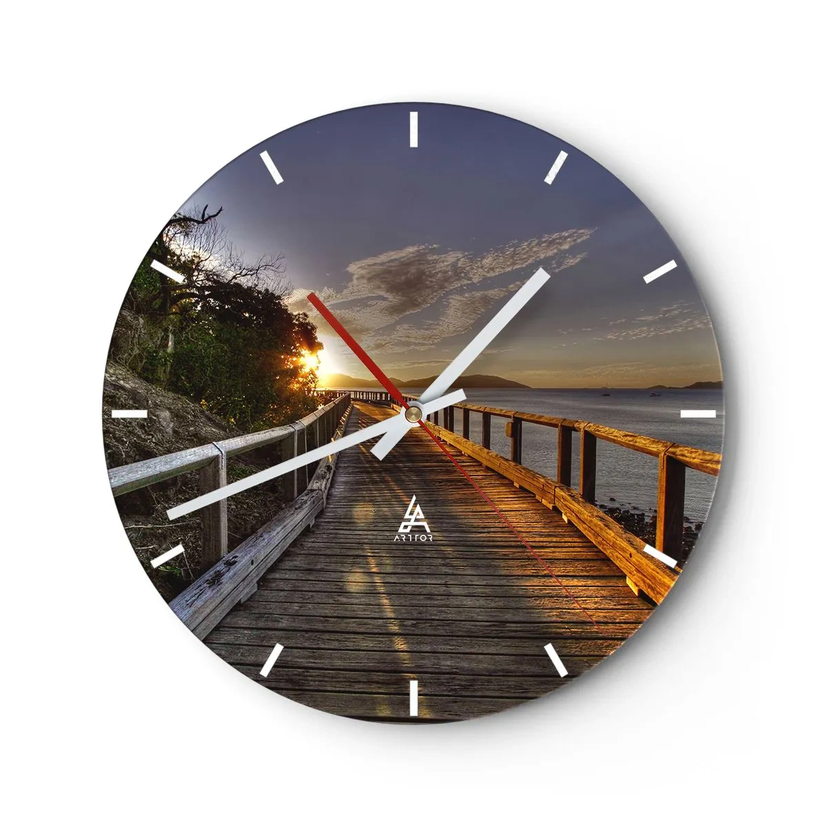Reloj de pared - Reloj de vidrio - Camina, sigue caminando hacia el sol - 40x40 cm