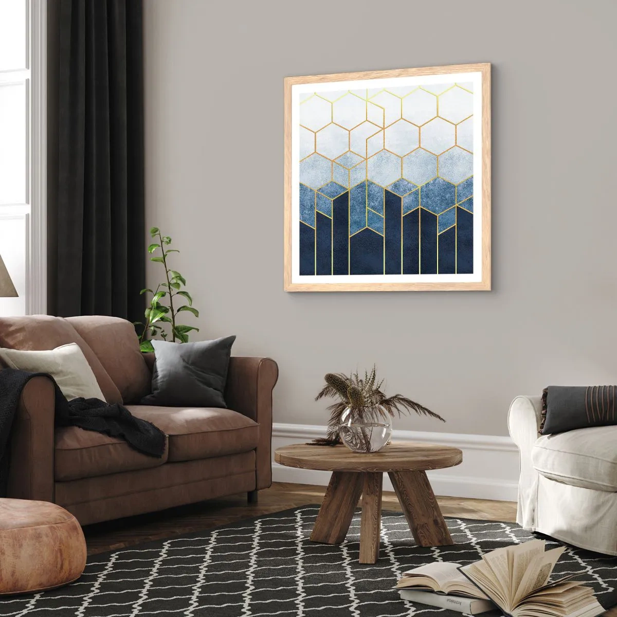 Póster en marco roble claro - Composición rítmica visual - 60x60 cm