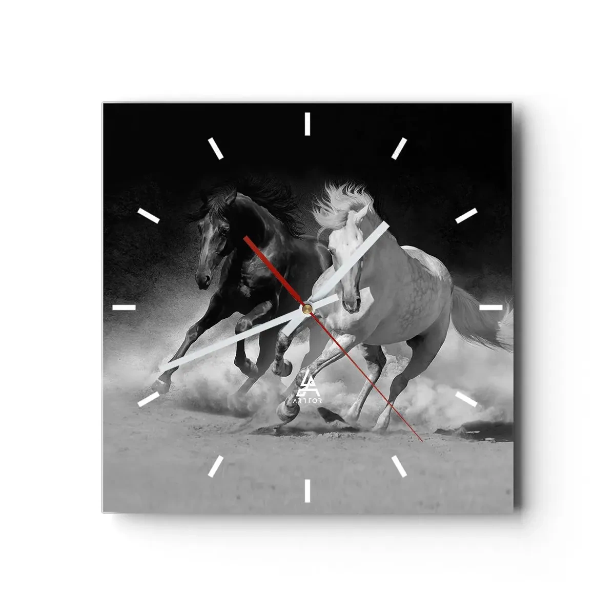 Reloj de pared - Reloj de vidrio - El galope de la libertad - 40x40 cm