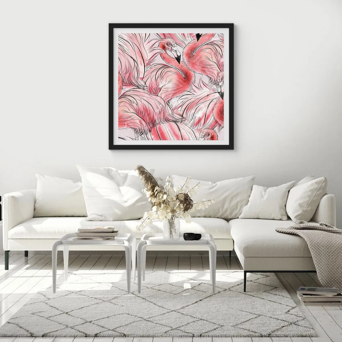 Póster en marco negro - Ballet de aves - 40x40 cm