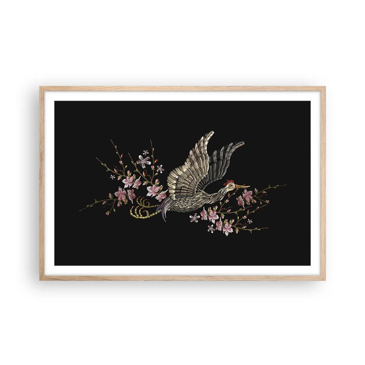 Póster en marco roble claro - Ave florida - 91x61 cm