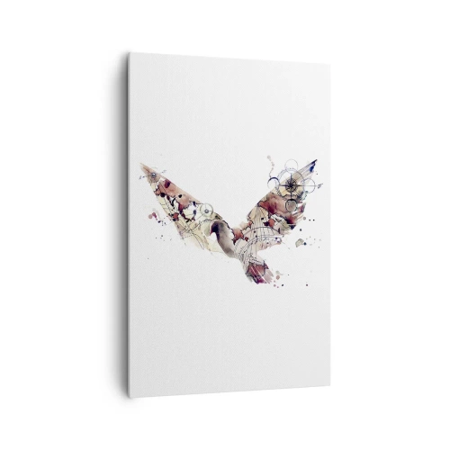 Cuadro sobre lienzo - Impresión de Imagen - Silueta artística de pájaro con patrones geométricos. - 80x120cm - Vagabundo volador - Decoración de pared moderna para salón y dormitorio ARTTOR