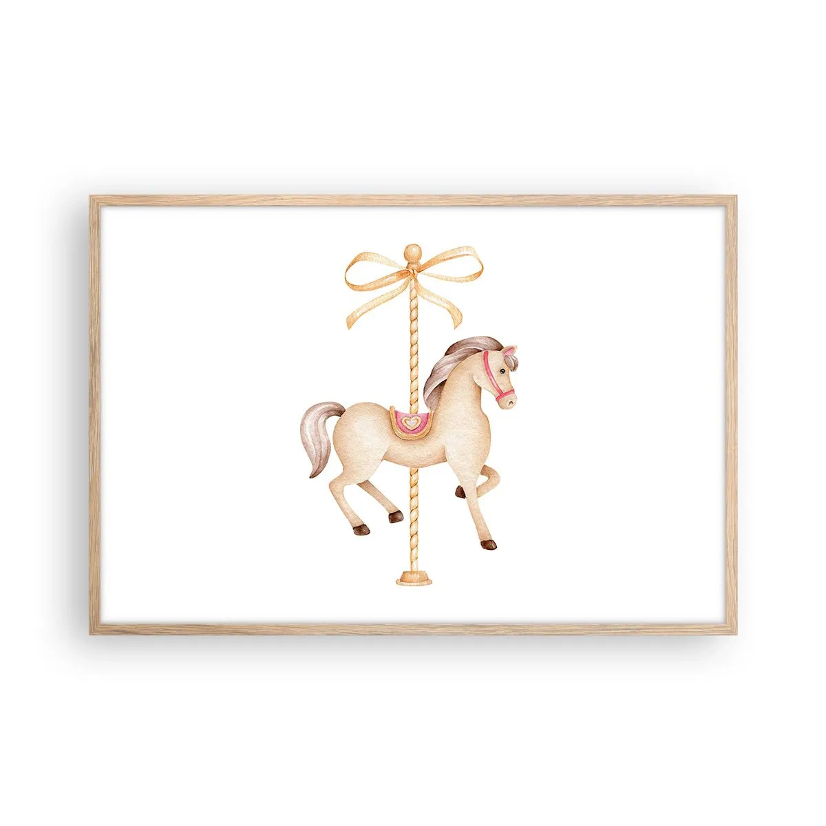 Póster en marco roble claro - Al trote grácil - 91x61 cm