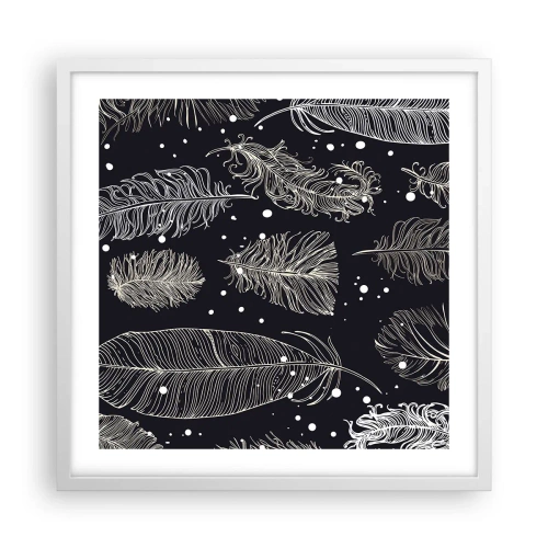 Póster en marco blanco - Encaje de plumas - 50x50 cm