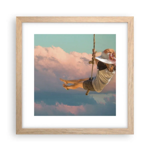 Póster en marco roble claro - Jugando en las nubes - 30x30 cm
