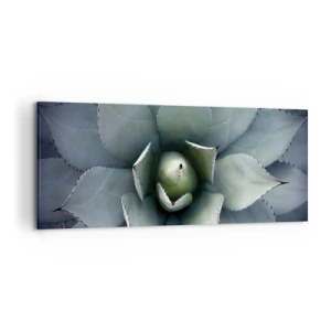 Cuadro sobre lienzo - Impresión de Imagen - Primer plano de una roseta de agave en delicados tonos verdes. - 120x50cm - Perfección natural - Decoración de pared moderna para salón y dormitorio ARTTOR
