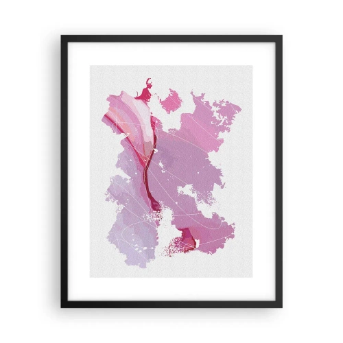Póster en marco negro - Mapa de un mundo rosa - 40x50 cm