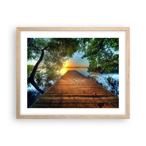 Póster en marco roble claro - Tómate tu tiempo, siéntate - 50x40 cm