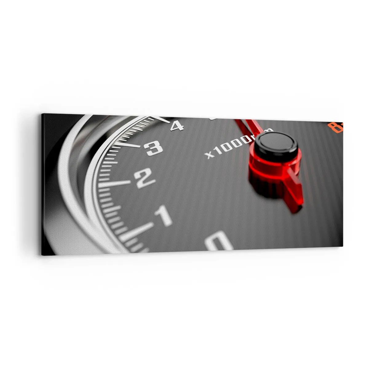 Cuadro sobre lienzo - Impresión de Imagen - Primer plano del tacómetro con la aguja roja - 120x50cm - Pisa a fondo - Decoración de pared moderna para salón y dormitorio ARTTOR