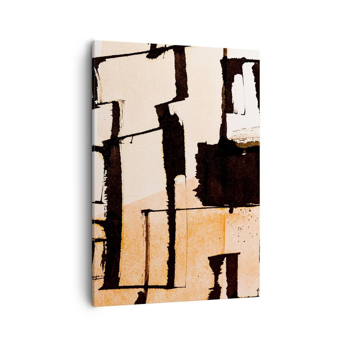 Cuadro sobre lienzo - Impresión de Imagen - Patrones geométricos en tonos marrones y beige. - 50x70cm - Aun así hay orden - Decoración de pared moderna para salón y dormitorio ARTTOR