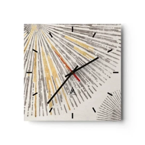 Reloj de pared - Reloj de vidrio - Patrón abstracto en forma de rayo - 30x30cm - Belleza lineal - Decoración de pared moderna para salón y dormitorio ARTTOR