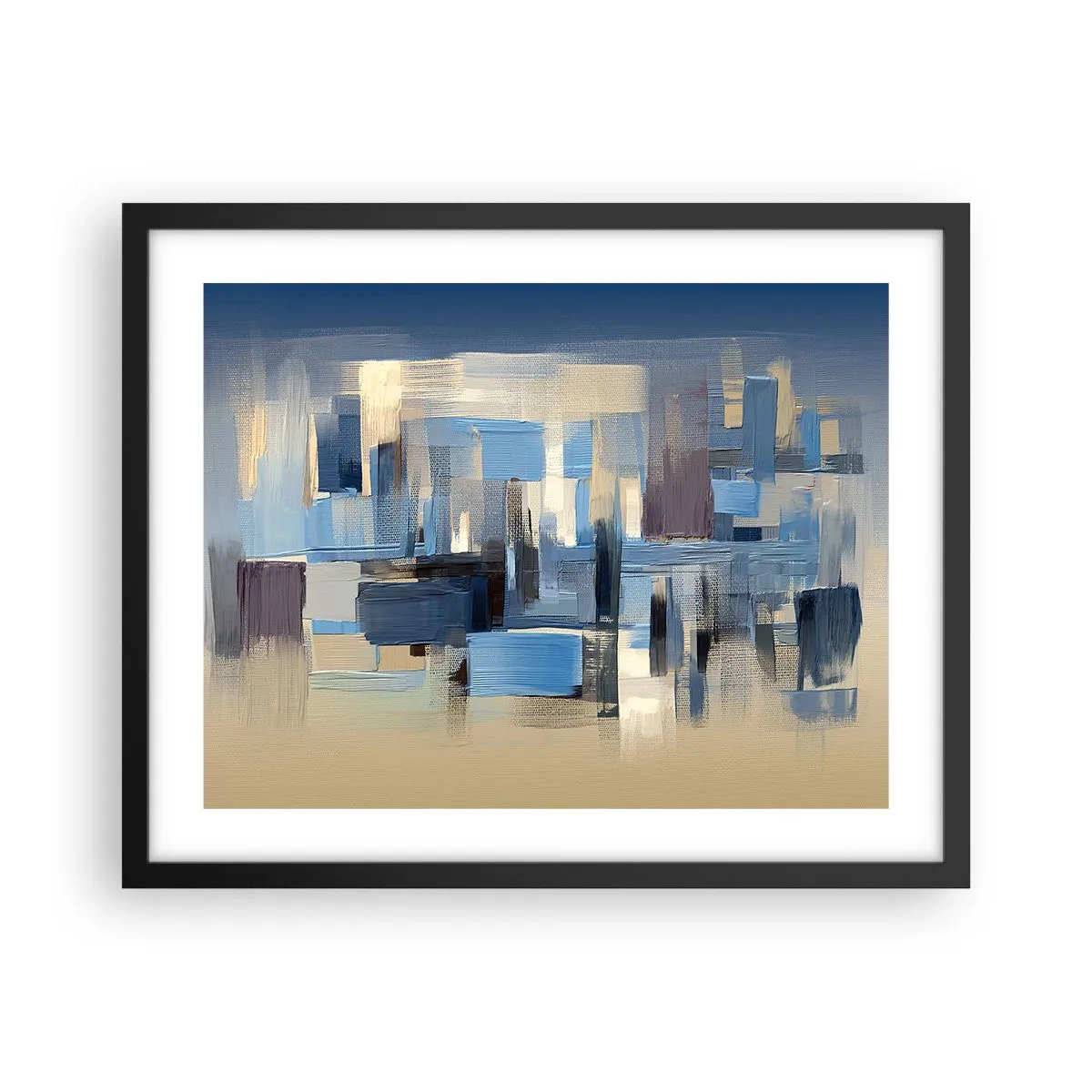 Póster en marco negro - Construcción azul - 50x40 cm