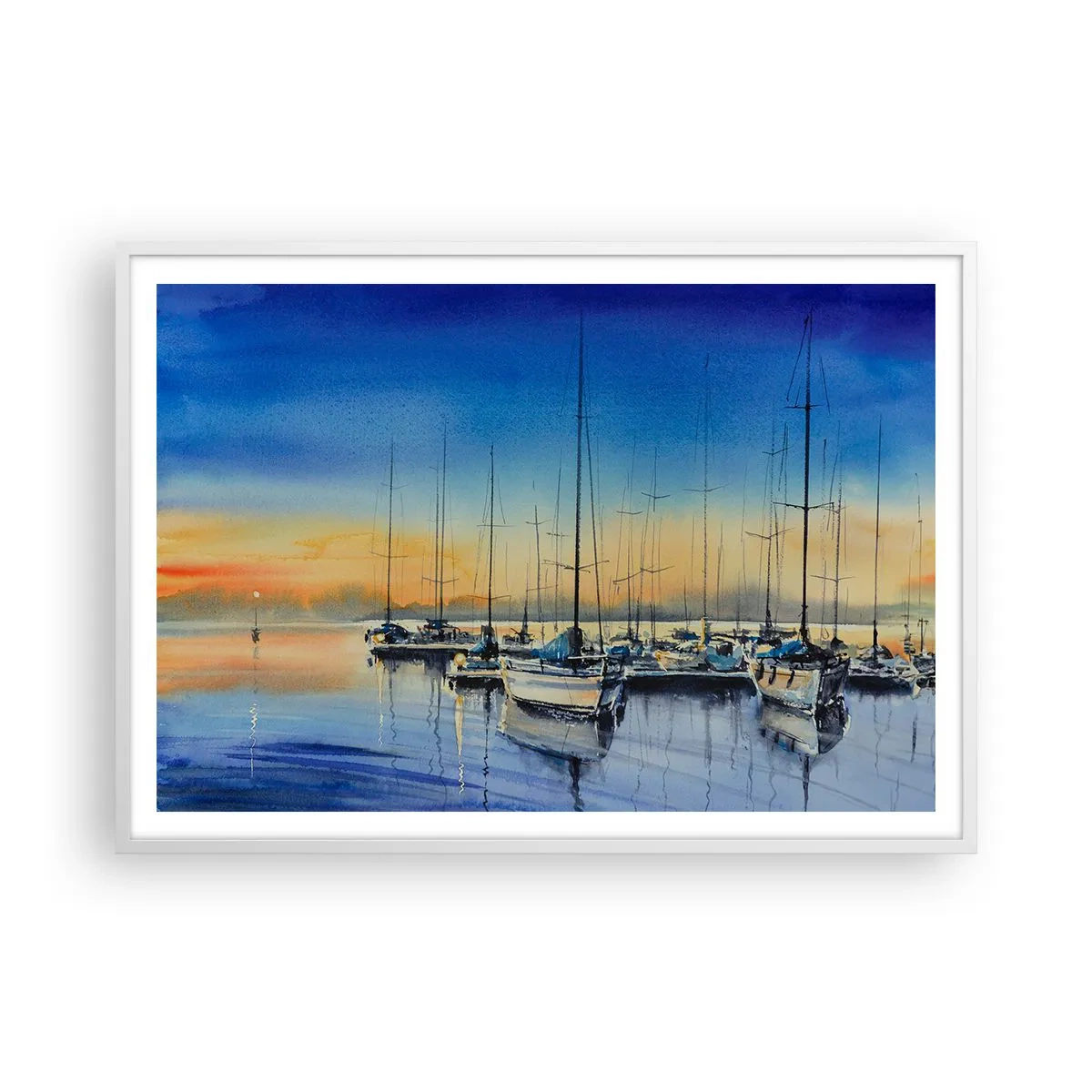 Póster en marco blanco - El final de un buen día - 100x70 cm
