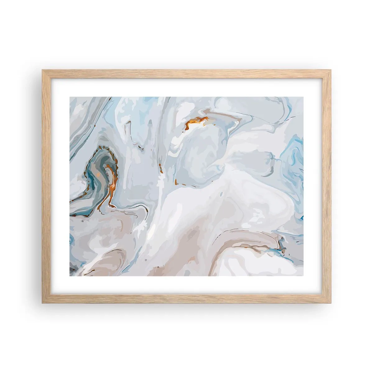 Póster en marco roble claro - Blanco fusión - 50x40 cm