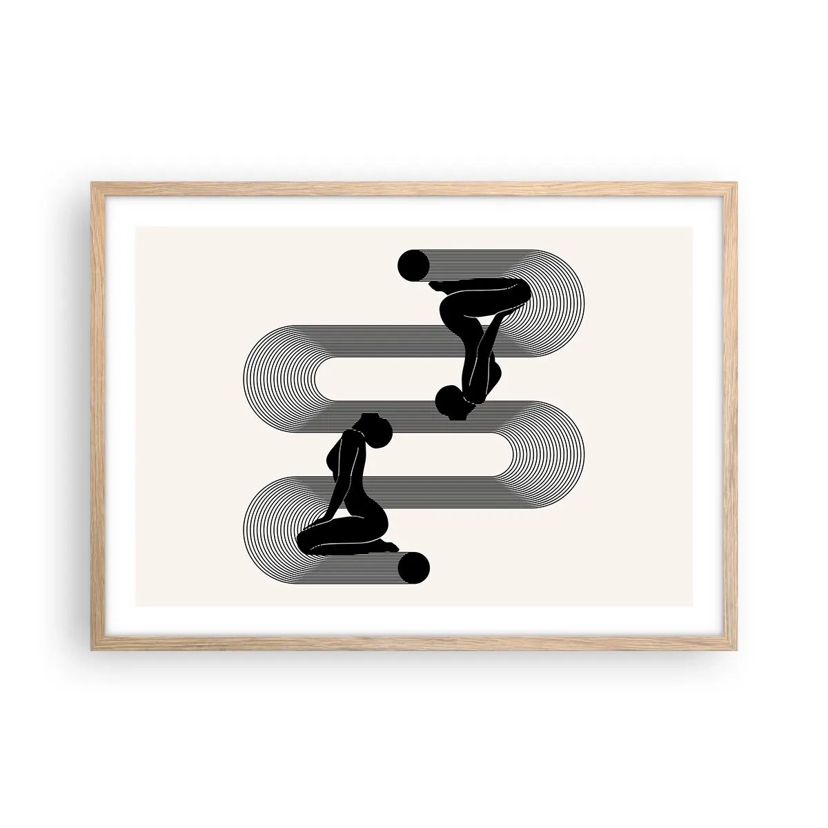 Póster en marco roble claro - Simetría sensual - 70x50 cm