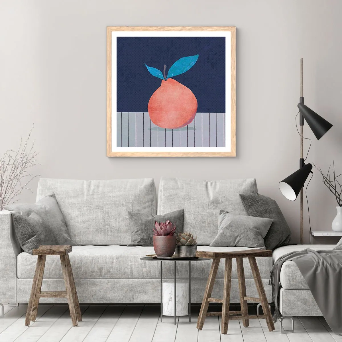 Póster en marco roble claro - Convexidad y plano - 30x30 cm