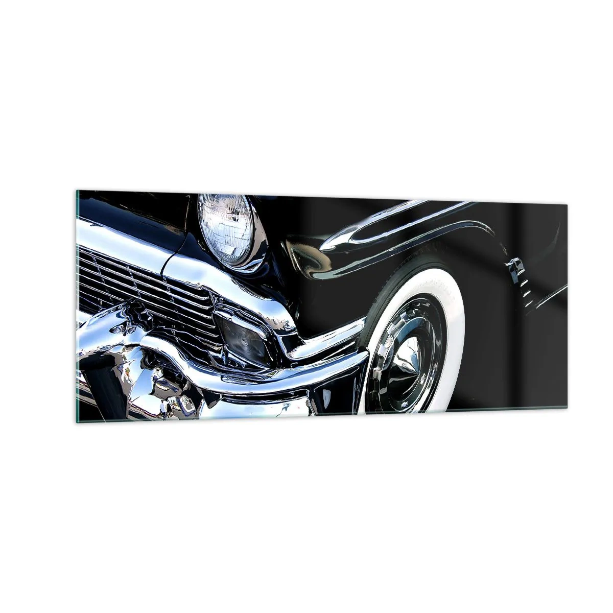 Cuadro sobre vidrio - Impresiones sobre Vidrio - Clásicos en plata, negro y blanco - 100x40 cm