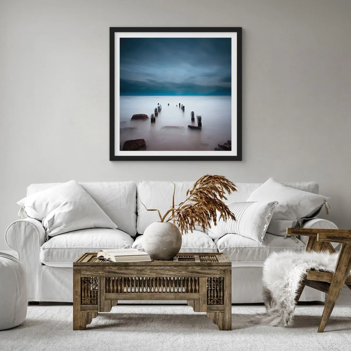 Póster en marco negro - El lago del pensamiento - 60x60 cm