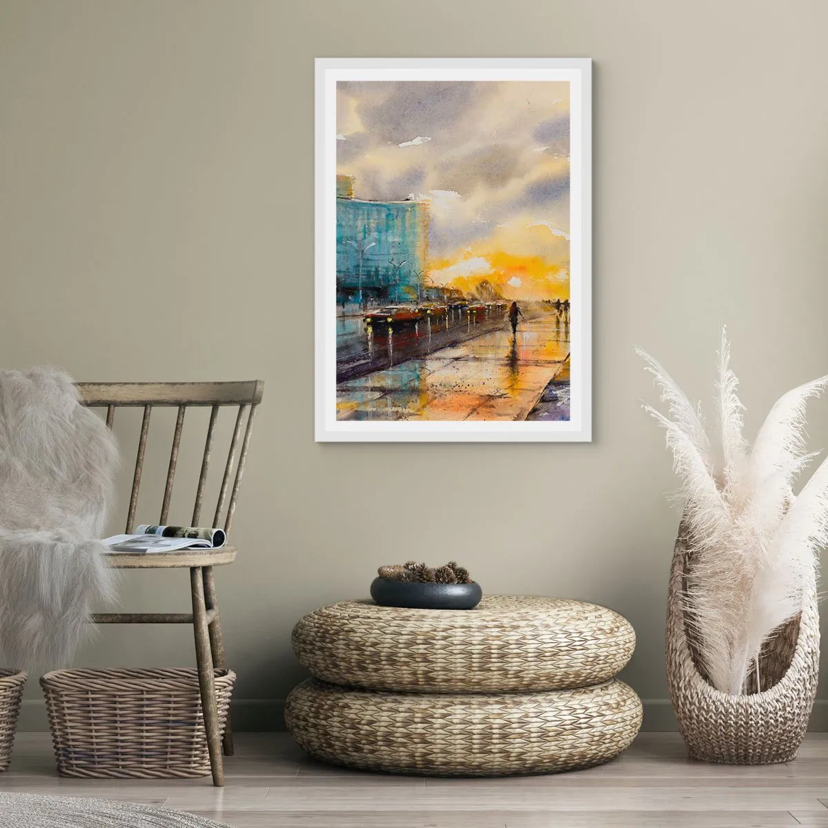 Póster en marco blanco - Vida en la orilla - 70x100 cm