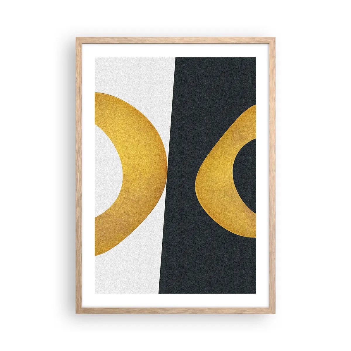 Póster en marco roble claro - Blanco, negro, dorado - 50x70 cm