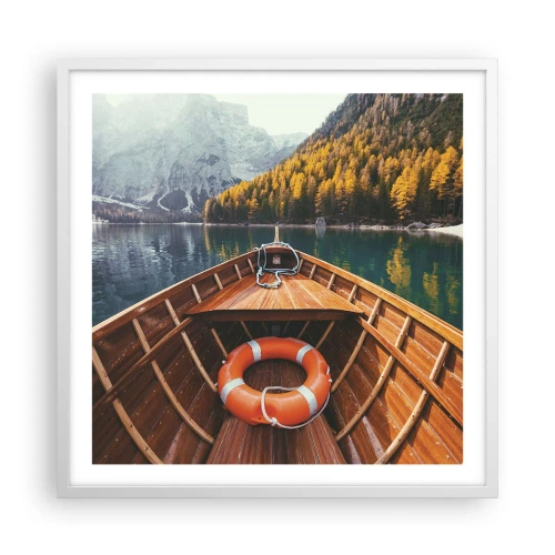 Póster en marco blanco - Viaje a la montaña - 60x60 cm