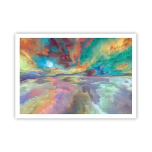 Póster - Paisaje de nubes colorido en estilo abstracto. - 100x70cm - Dos cielos - Decoración de pared moderna para salón y dormitorio ARTTOR