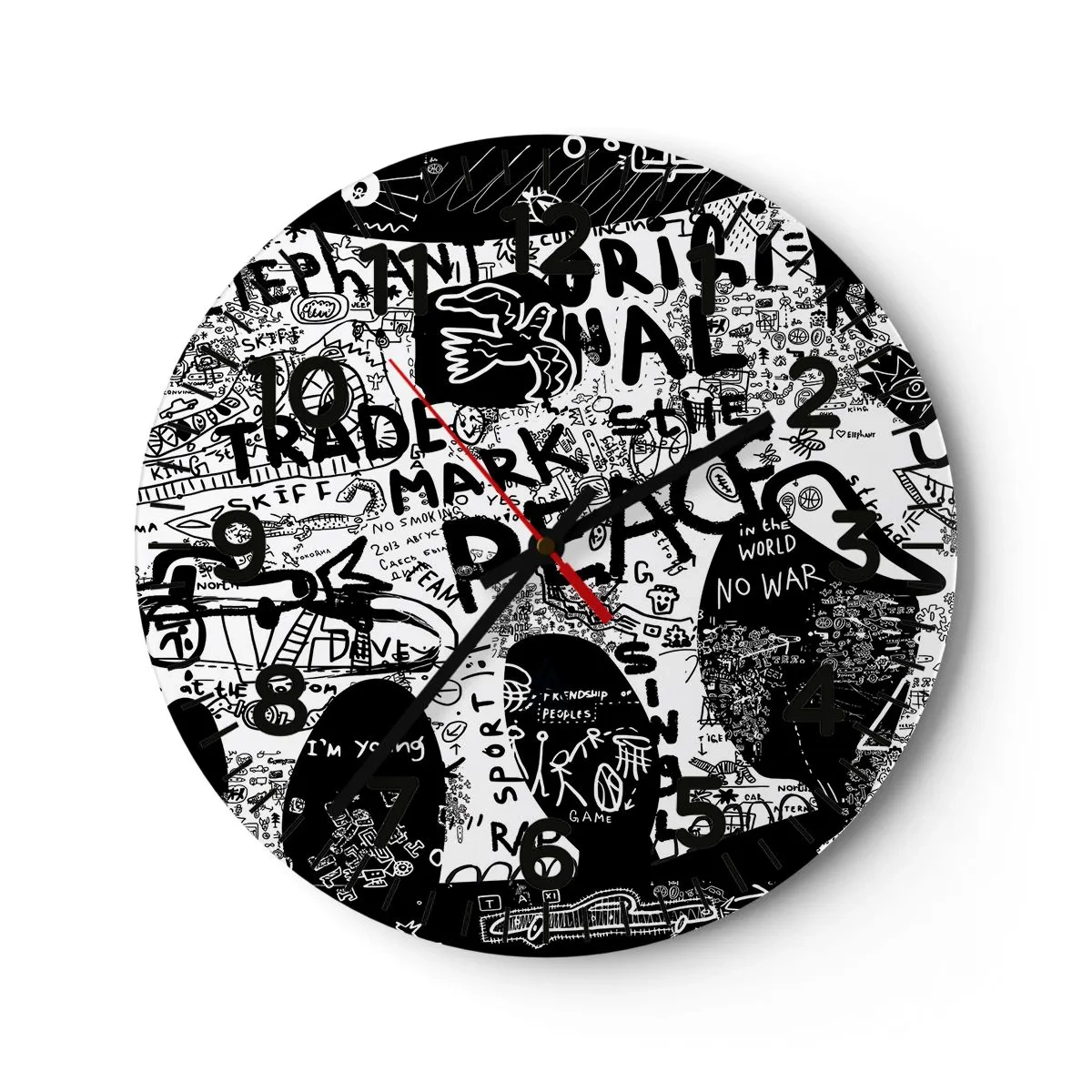 Reloj de pared - Reloj de vidrio - El rico mundo de la calle - 30x30 cm