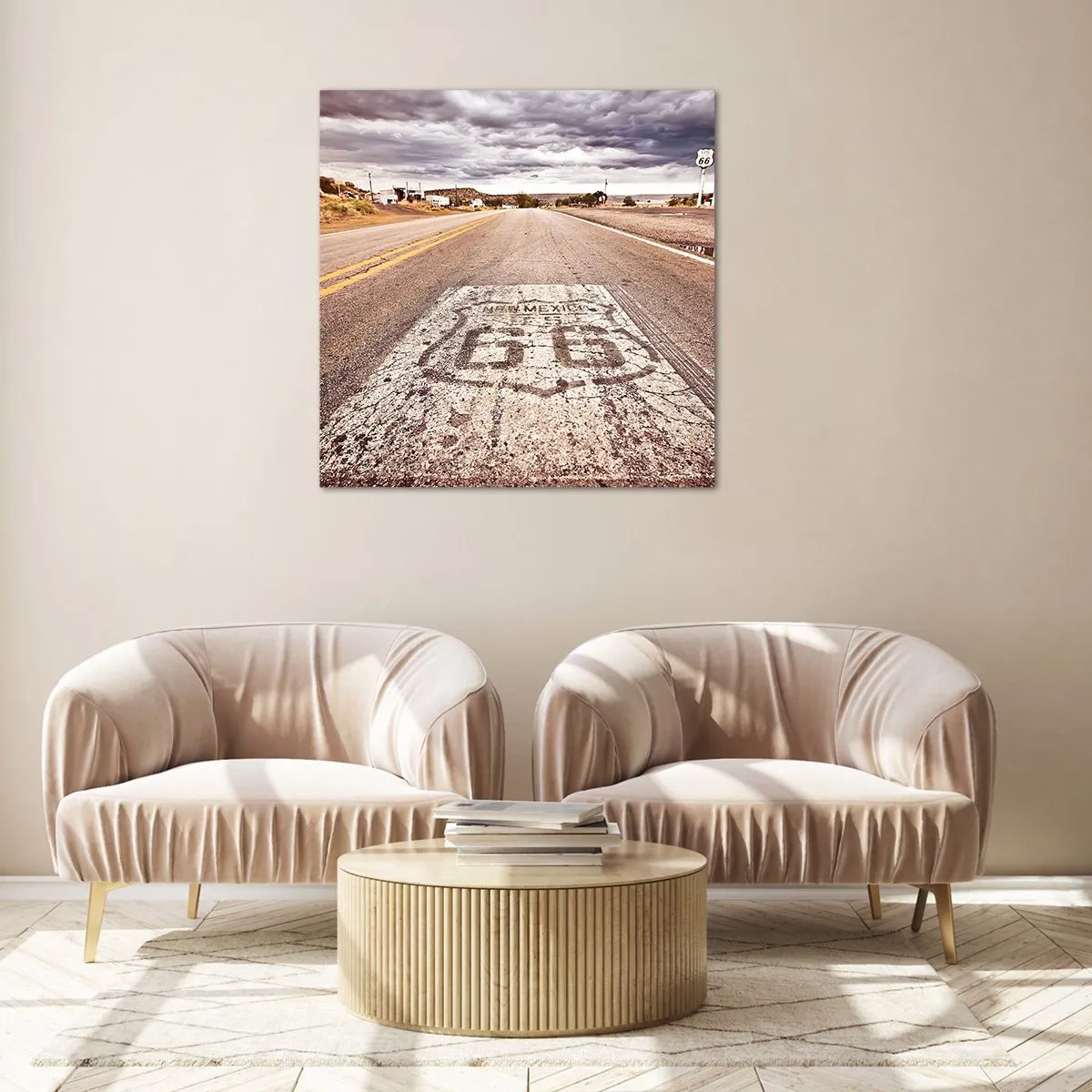 Cuadro sobre vidrio - Impresiones sobre Vidrio - Mother Road: una leyenda americana - 40x40 cm