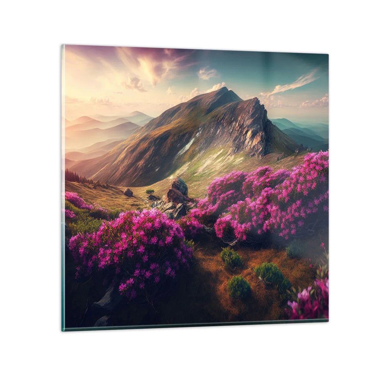 Cuadro sobre vidrio - Impresiones sobre Vidrio - Verano en las montañas - 60x60 cm