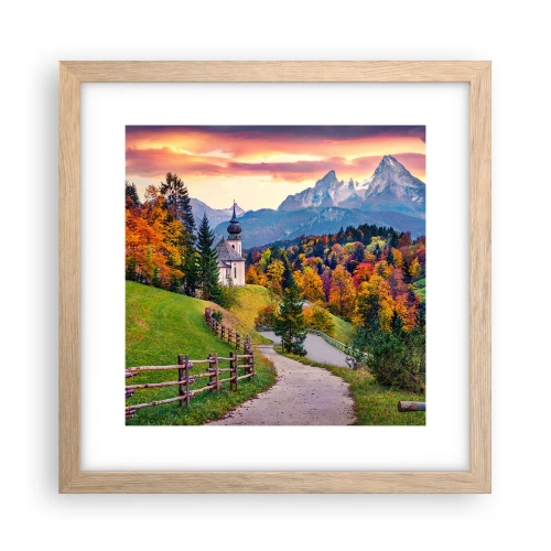 Póster en marco roble claro - Paisaje como una pintura - 30x30 cm