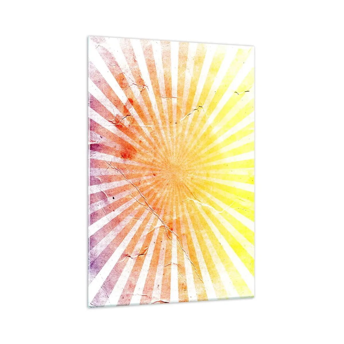Cuadro sobre vidrio - Impresiones sobre Vidrio - Rayos de sol en tonos naranja y amarillo. - 70x100cm - Renacer del sol - Decoración de pared moderna para salón y dormitorio ARTTOR