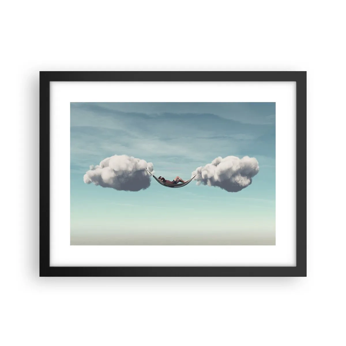 Póster en marco negro - La felicidad del momento - 40x30 cm