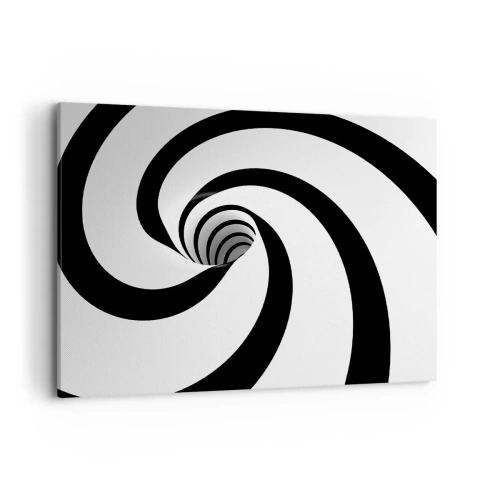 Cuadro sobre lienzo - Impresión de Imagen - Espiral abstracta en blanco y negro con efecto de remolino - 100x70cm - ¿Ceder al torbellino? - Decoración de pared moderna para salón y dormitorio ARTTOR