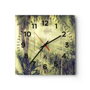 Reloj de pared - Reloj de vidrio - En el cálido verde - 30x30 cm