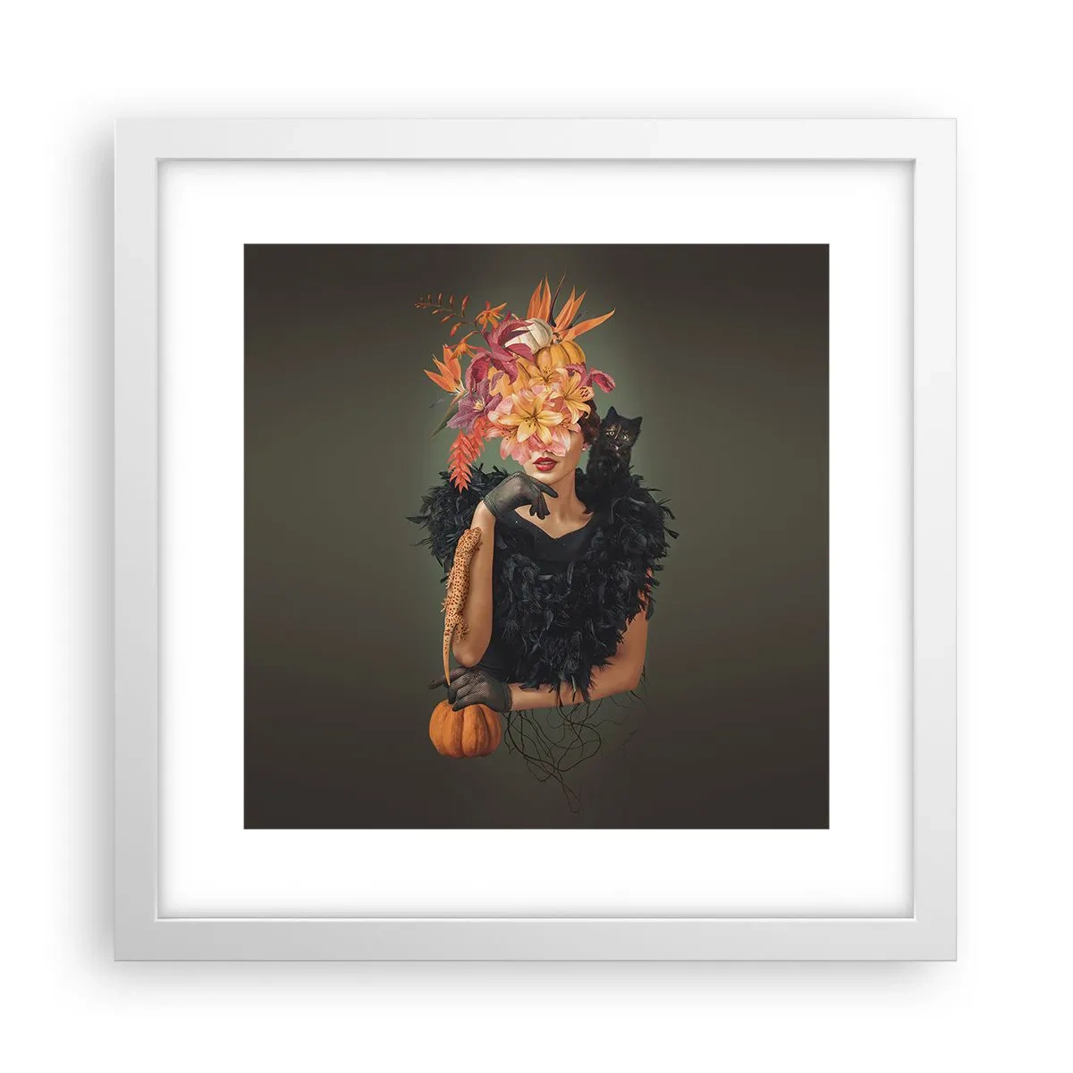 Póster en marco blanco - Hechizo de bruja - 30x30 cm