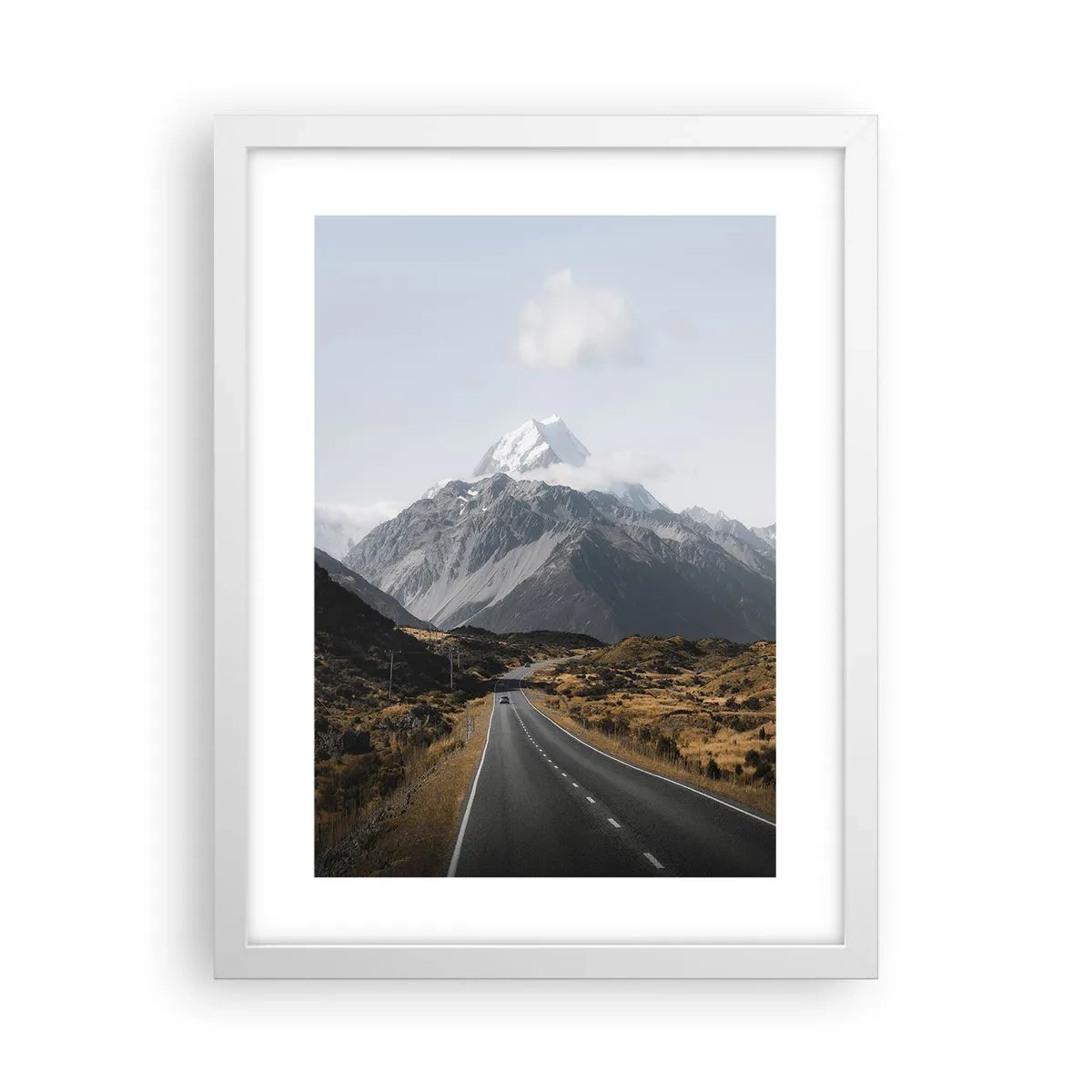 Póster en marco blanco - El camino al corazón de las montañas - 30x40 cm