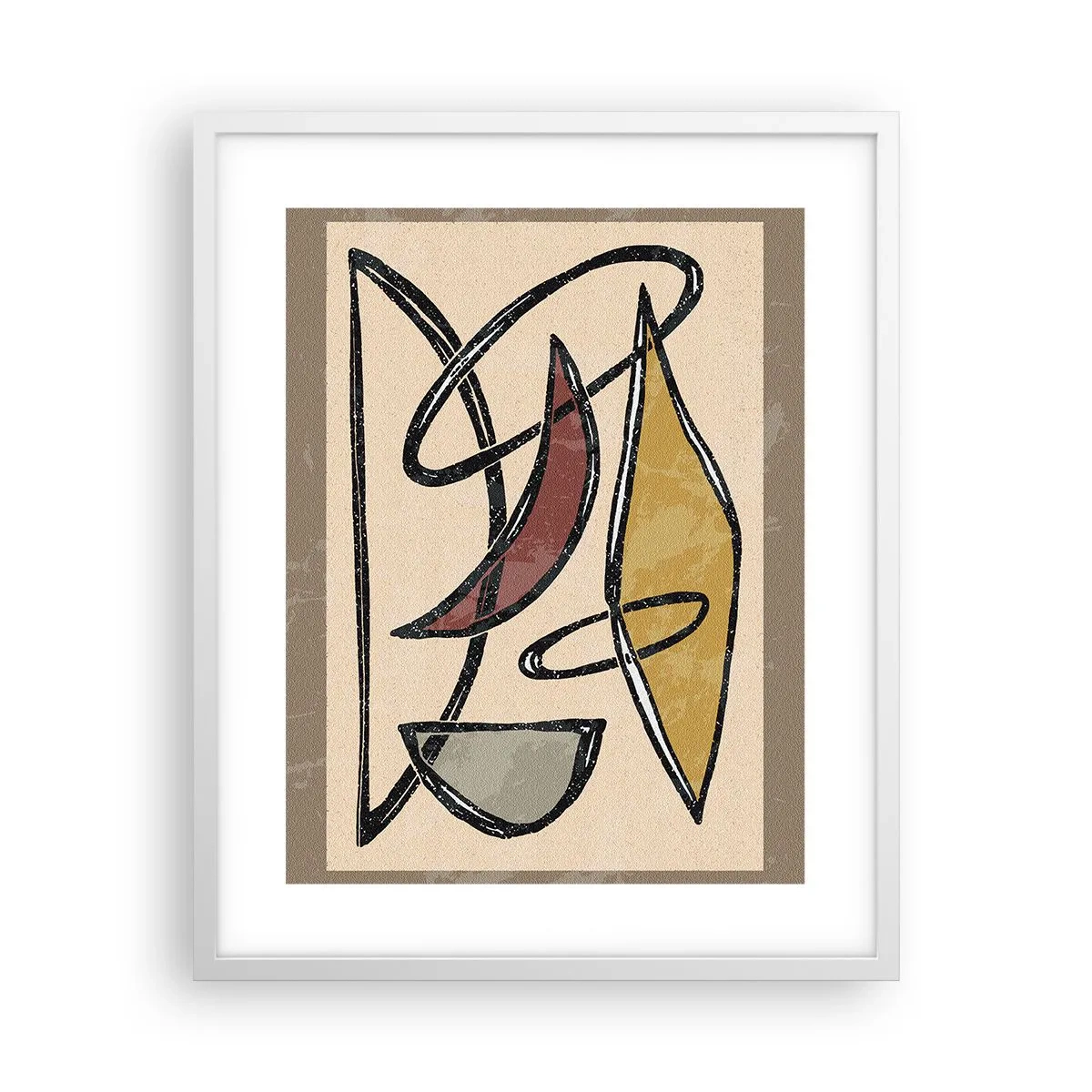 Póster en marco blanco - Composición: arcos y óvalos - 40x50 cm