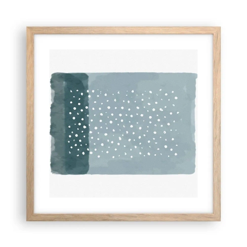 Póster en marco roble claro - Creación sobre azul - 40x40 cm