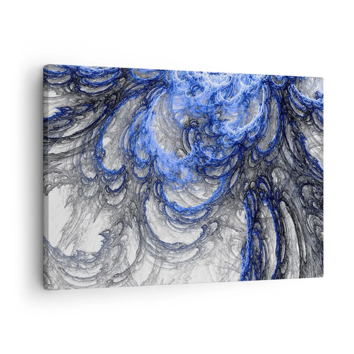 Cuadro sobre lienzo - Impresión de Imagen - Ondas abstractas en tonos azules y grises - 70x50cm - El nacimiento de una ola - Decoración de pared moderna para salón y dormitorio ARTTOR