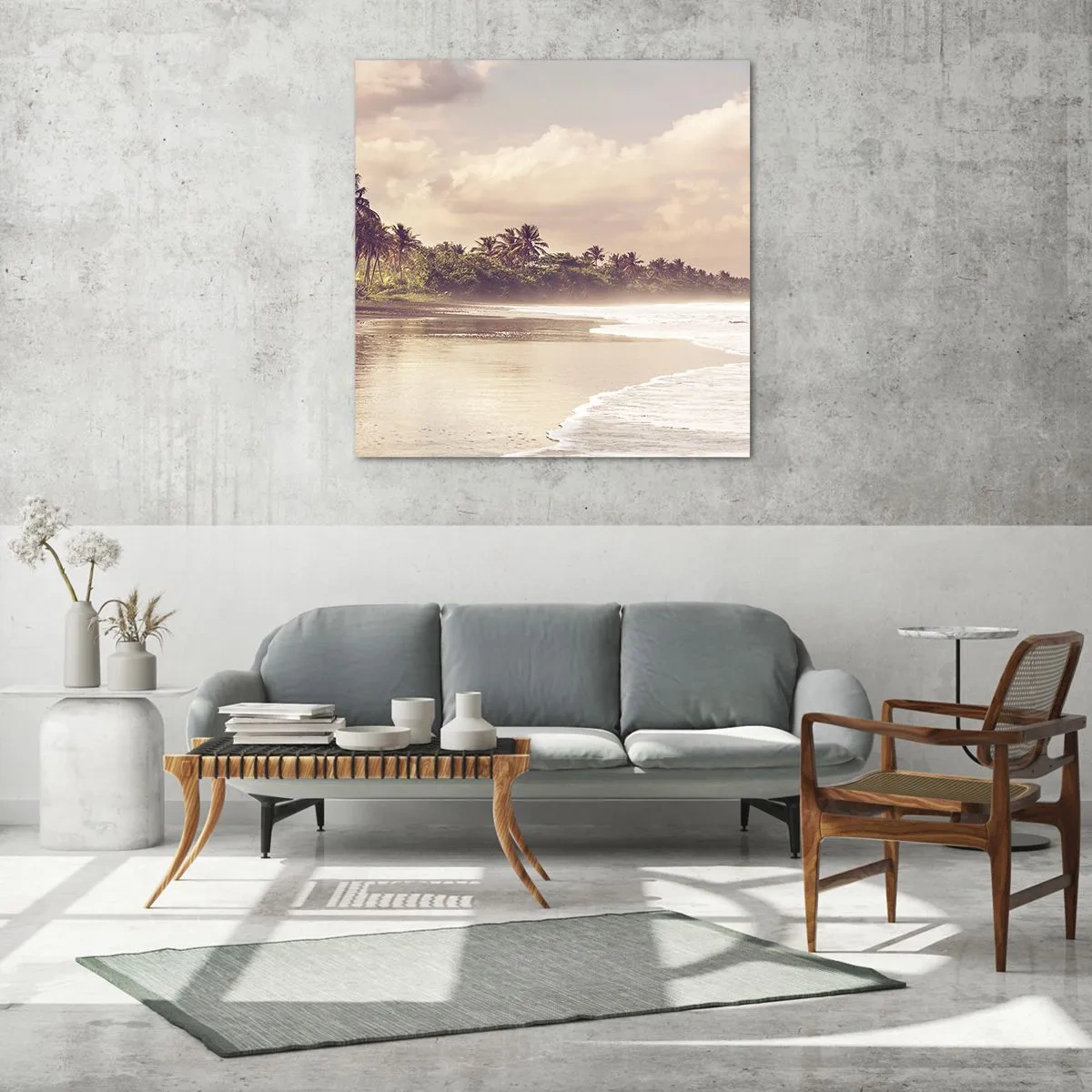 Cuadro sobre vidrio - Impresiones sobre Vidrio - La caricia de las olas - 70x70 cm