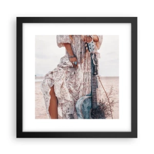 Póster en marco negro - Una flor en el camino - 30x30 cm