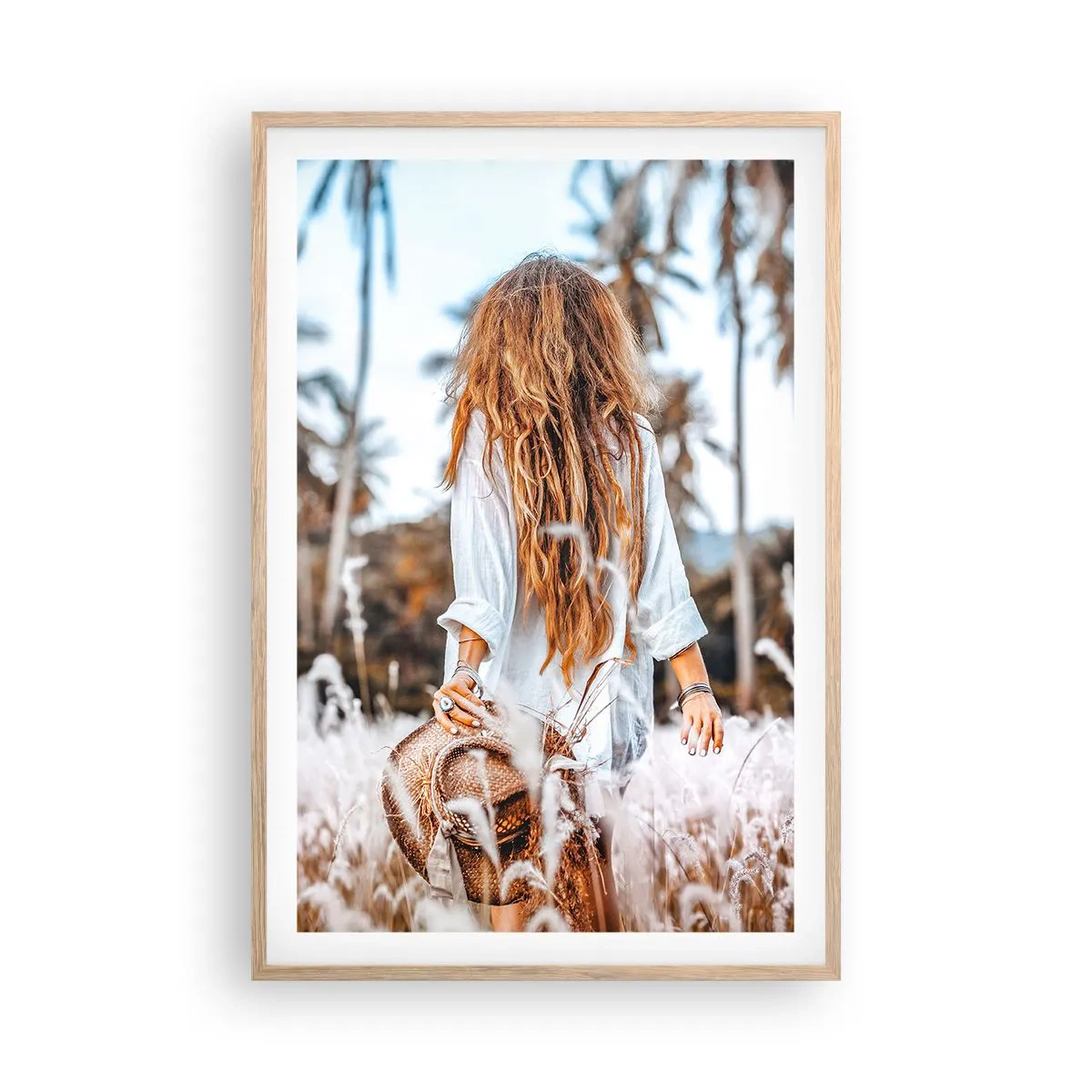 Póster en marco roble claro - Nacida en el plumón de la Tierra - 61x91 cm