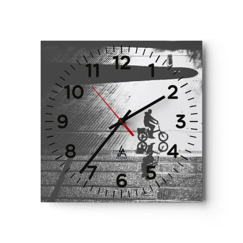 Reloj de pared - Reloj de vidrio - Adelante, a través de la ciudad - 30x30 cm